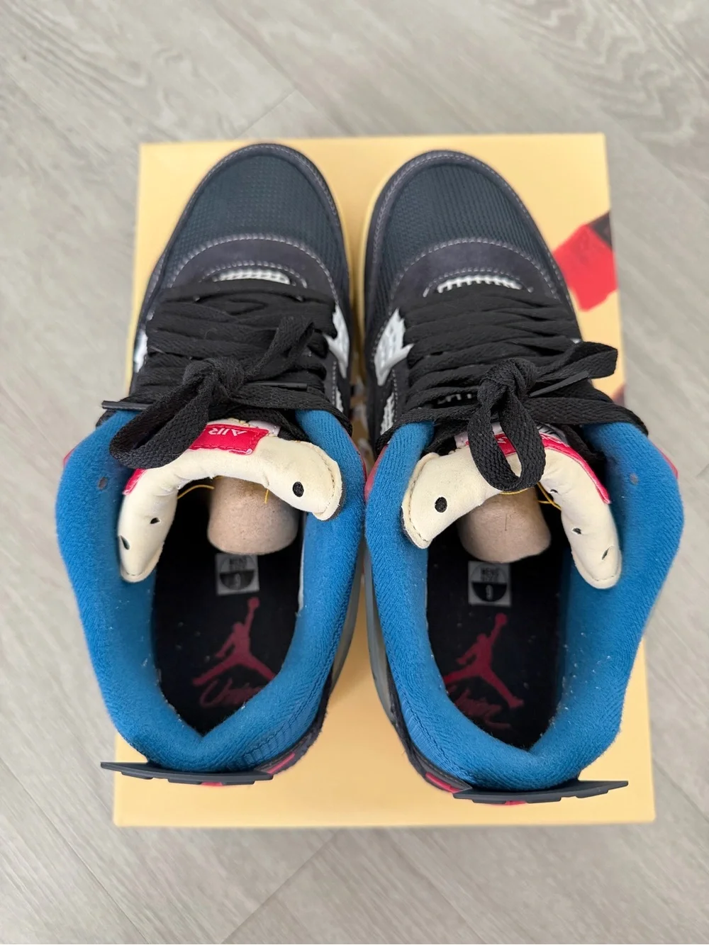Jordan Men's Black, Blue & Cream Low-Top Sneakers with Pink Accents